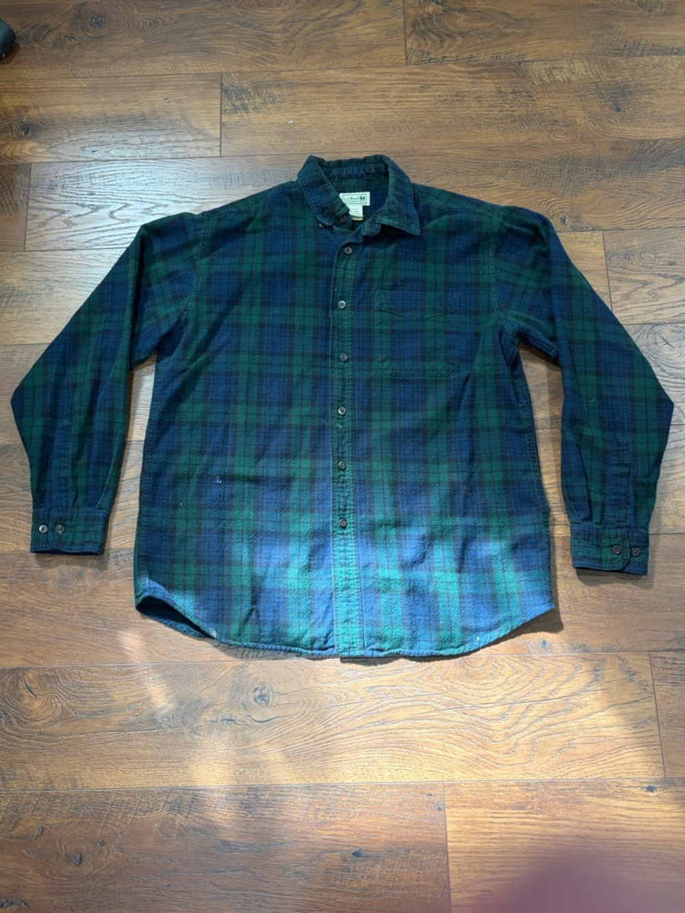 L.L. Bean Dark Green & Navy Plaid Button-Down Shirt